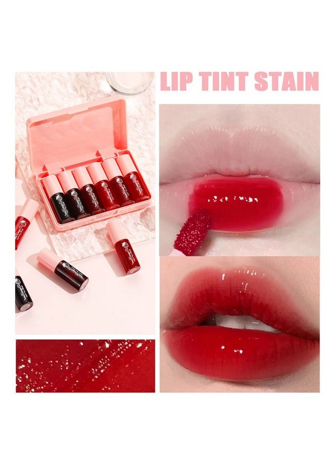 Miniling 6 Colors Lip Tint Stain Set Korean Velvet Lip Tint Watery Lip Stain Tint Moisturizing Mini Liquid Lipstick Multi Use Lip And Cheek Tint Long Lasting Non Stick Cup Waterproof Shimmery Lip Color Makeup - Image 3