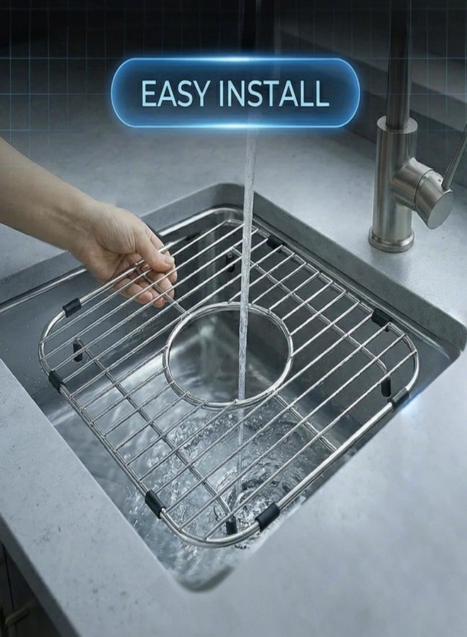 JIUBAR Sink protectors for kitchen sink12“13”24“26”,Detachable kitchen sink mat 304 Stainless Steel Material sink rack for bottom of sink.(12.25"x11.5"x2 Center Drain) - Image 4