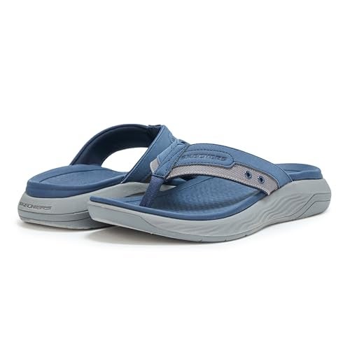 Skechers Men's Silva-Falco Thong Sandal, NVY, 9 - Image 3