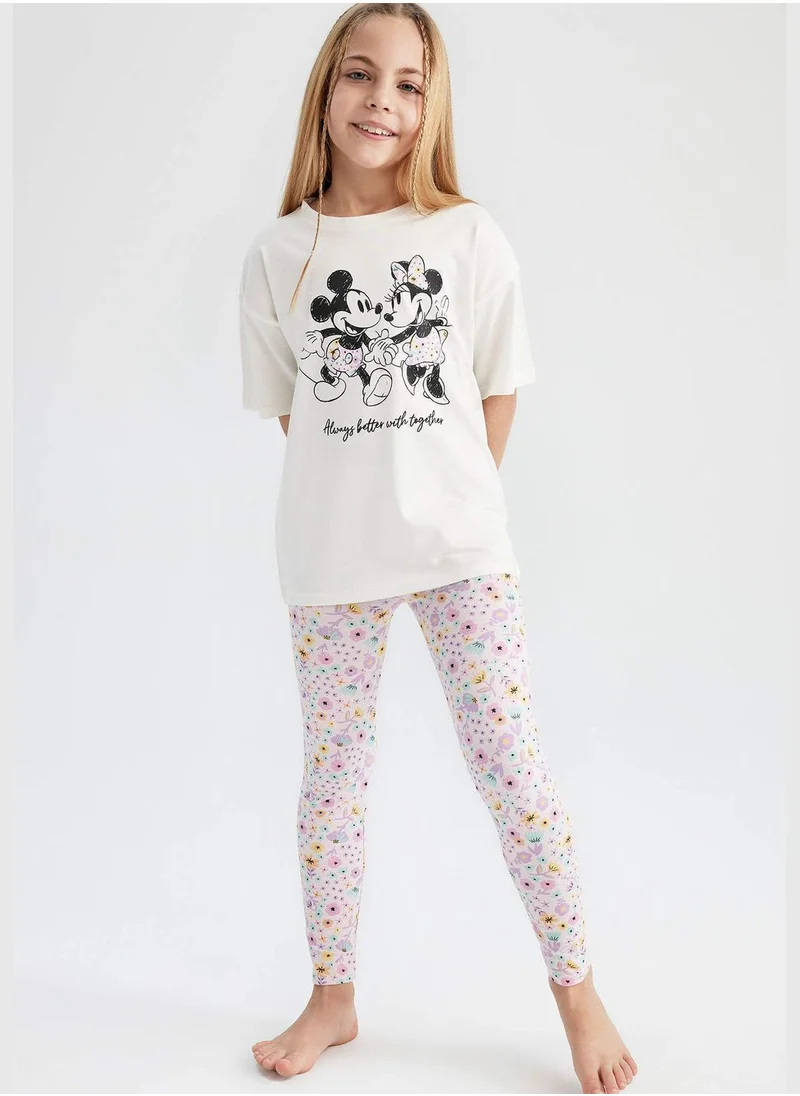 DeFacto Girl Disney Mickey & Minnie Licenced Short Sleeve Knitted Pyjamas