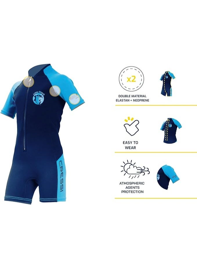 Cressi Little Shark Shorty Wetsuit Short Sleeves Children'S Unisex - Premium Neoprene 2 mm (11/12 years) - Image 2