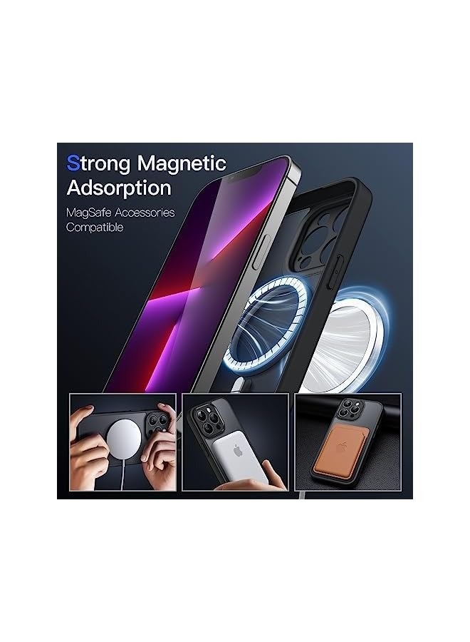 جي تيك حافظة JETech مغناطيسية لهاتف iPhone 13 Pro Max مقاس 6.7 بوصة، متوافقة مع MagSafe، عدسة كاميرا خلفية شفافة غير لامعة حماية كاملة غطاء هاتف نحيف مقاوم للصدمات (أسود) - Image 3