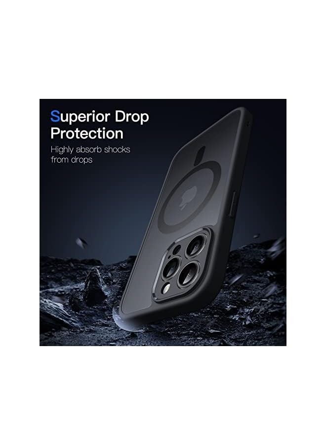 جي تيك حافظة JETech مغناطيسية لهاتف iPhone 13 Pro Max مقاس 6.7 بوصة، متوافقة مع MagSafe، عدسة كاميرا خلفية شفافة غير لامعة حماية كاملة غطاء هاتف نحيف مقاوم للصدمات (أسود) - Image 5