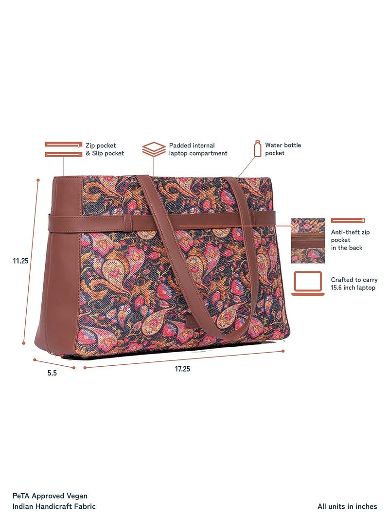 ZOUK حقيبة كتانية مصنوعة يدويًا من الجلد النباتي للنساء، حقيبة كتف بيانية للمكتب - Image 4