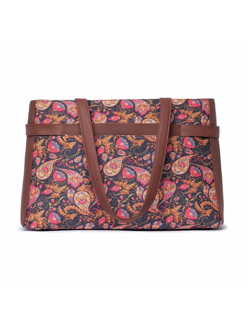 ZOUK حقيبة كتانية مصنوعة يدويًا من الجلد النباتي للنساء، حقيبة كتف بيانية للمكتب - Image 5