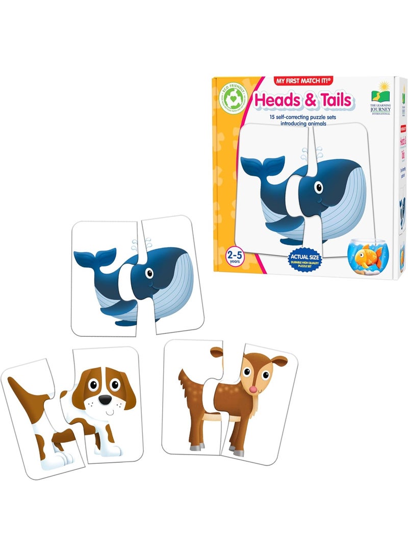 THE LEARNING JOURNEY My First Match It - Head and Tails - 15 Piece Self-Correcting Animal Matching Puzzles - Learning Toys for Toddlers 1-3 - Image 1
