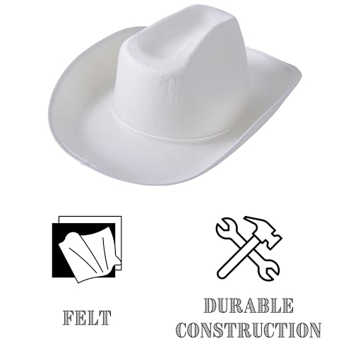 U.S. Toy U. S. Toy White Kids Cowboy Hat, Felt Cowgirl Hat for Girls and Boys, Dress-Up and Costume Parties, Perfect for Halloween, Adult Sized, 1-Pack, 3 Years & Older - Image 3
