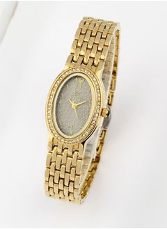 Gold bracelet with gray dial