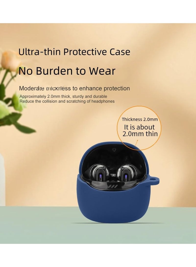 Silicone Case Compatible with JBL Tune Flex 2 Bluetooth Headphone Portable Scratch Shock Resistant Cover with Carabiner (Black) - Image 4