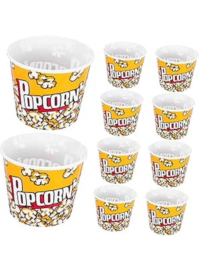Reusable Striped Popcorn Bowls 10 Pack Safe Pp Material For Movie Night Parties - Image 1
