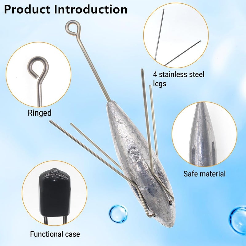 Gefischtter Sputnik Sinker Fishing Weights Lead Fishing Equipment Long Tail Surfing Casting Spider Sinkers for Catfish Saltwater Beach Sand Ocean (2oz - 4pcs) - Image 4