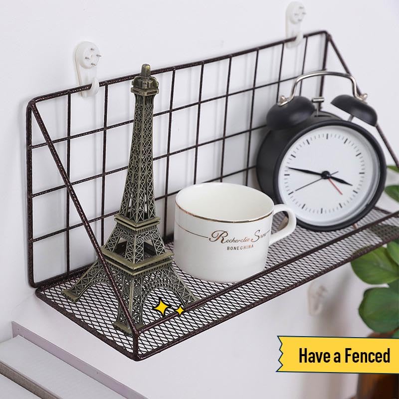 VDNSI Metal Wall Mount Floating Shelves Self-Adhesive Home Decor Shelf Wall Decoration Holder Shelves Plant Display Racks For Bedroom Living Room Bathroom Kitchen Office, Black - Image 3
