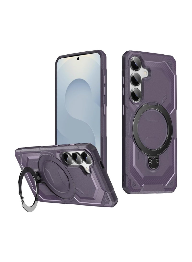 VKL Case Compatible with Samsung Galaxy A16 (5G), Built-in 360° Rotatable Ring Stand, Magnetic Skin-friendly Leather Protective Cover for Samsung A16 (Purple)