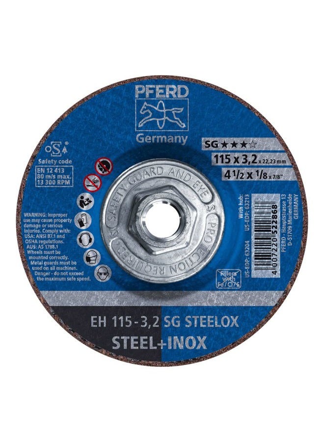 PFERD 63213 Depressed Centre Cut-Off Wheel, Type 27, Aluminum Oxide A, 4-1/2" Diameter x 1/8" Thickness, 5/8-11 Thread, 13300 Max RPM (Pack of 10) - Image 1