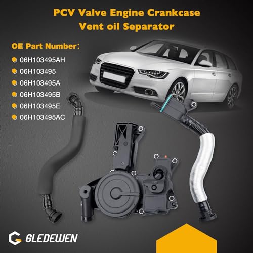 Gledewen صمام PCV لفصل الزيت من محرك الكرنك مع خرطوم تنفس 3 قطع استبدال 06H103495AB، 06H103495AH، 06H103495B متوافق مع أودي A3 A4 A5 Q5 TT فولكس فاجن بيتل CC جيتا باسات تيغوان 1.8 2.0TSI - Image 2