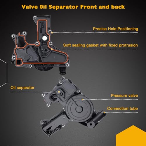 Gledewen صمام PCV لفصل الزيت من محرك الكرنك مع خرطوم تنفس 3 قطع استبدال 06H103495AB، 06H103495AH، 06H103495B متوافق مع أودي A3 A4 A5 Q5 TT فولكس فاجن بيتل CC جيتا باسات تيغوان 1.8 2.0TSI - Image 4