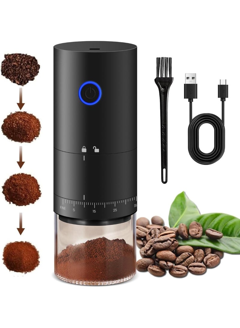 DOMUIK Electric Burr Coffee Grinder,Coffee grinder,Portable Coffee Grinder with 38 Externally Adjustable Precision Grind Settings,Electric coffee grinder With charging cable and brush (Black)  - Image 1