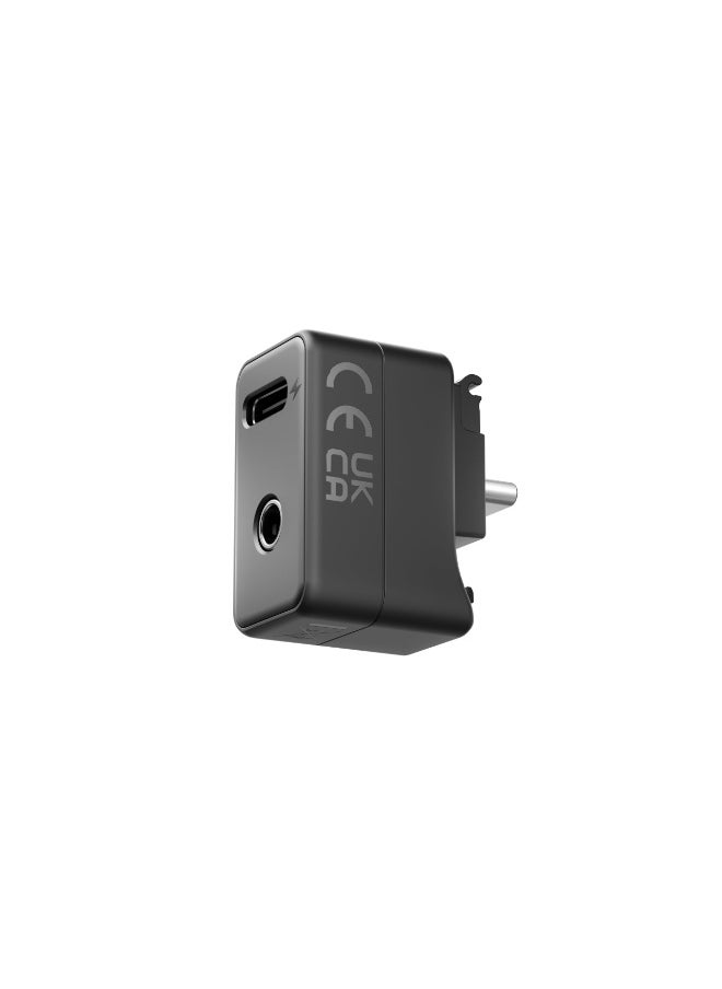 Insta360 X5 Mic Adapter | Easily Add external microphone to X5 for Pro-level Audio, 1x 3.5mm Audio port, 1x USB-C port for Connect and Charge, Buckle System - Black  - Image 2