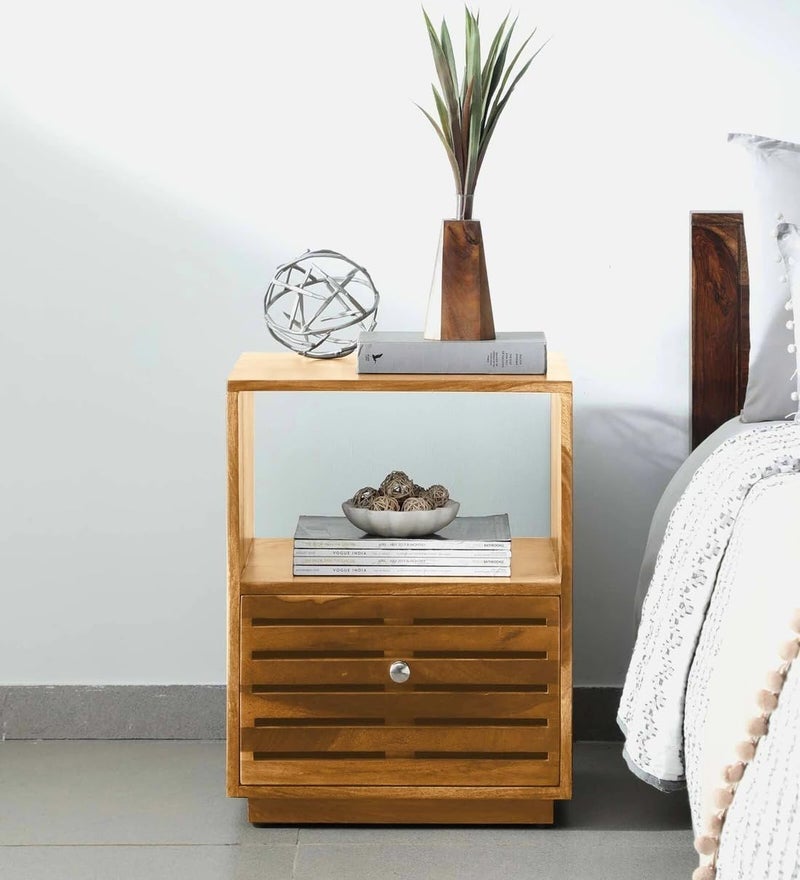 UNITEK FURNITURE UNITEK FURNITURE Toulouse Sheesham Rosewood Night Stand Table Solid Wood Bedside Table Finish Color Rustic Teak Finish  - Image 1