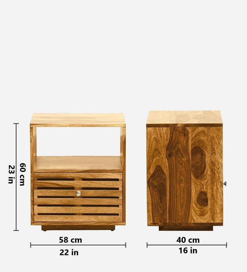 UNITEK FURNITURE UNITEK FURNITURE Toulouse Sheesham Rosewood Night Stand Table Solid Wood Bedside Table Finish Color Rustic Teak Finish  - Image 2