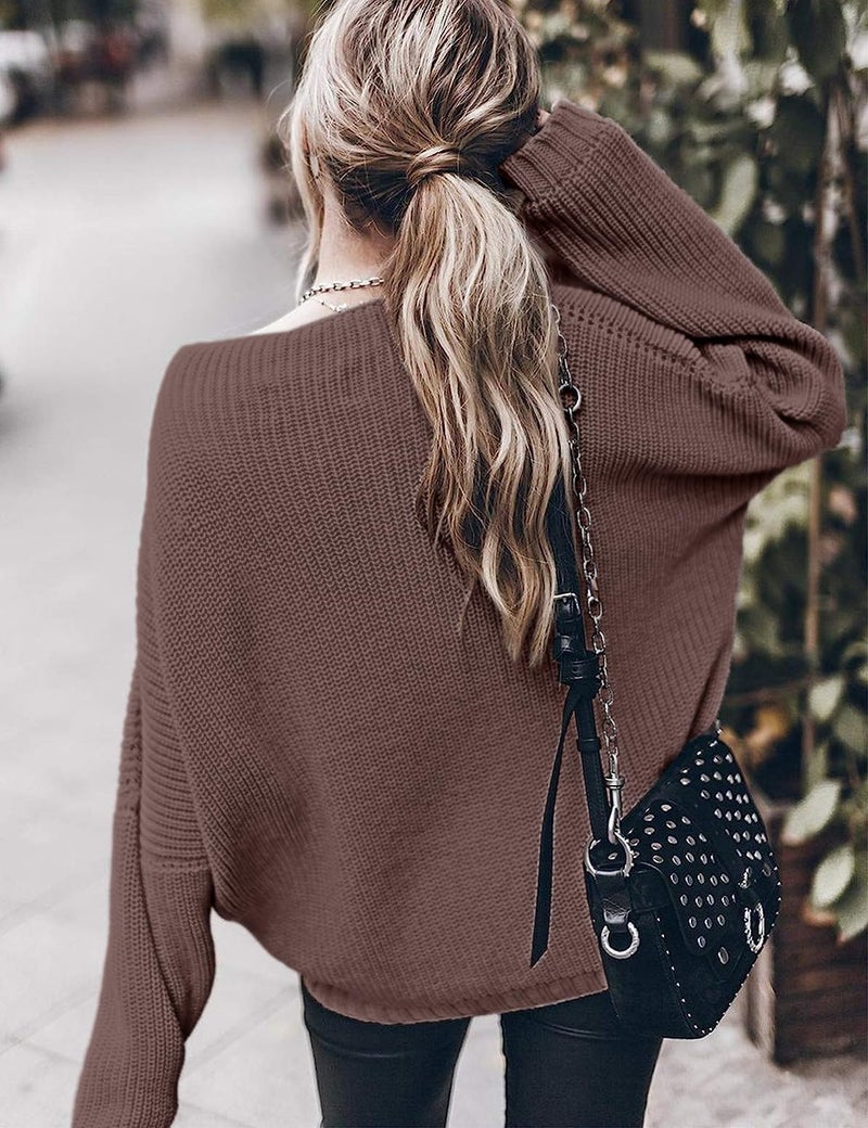 SAUKOLE Womens Oversized Sweaters Loose Solid Casual Long Sleeve Mock Neck Knitted Jumper Tops - Image 5