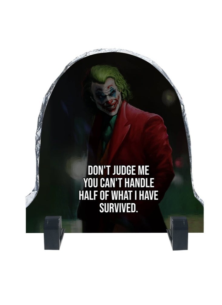 Service Zone - Protective Printed White Rock Shape Marble Photo Frame for Table Top Don’t Judge Me You Cant Handle Half Of What I Have Survived - Image 1