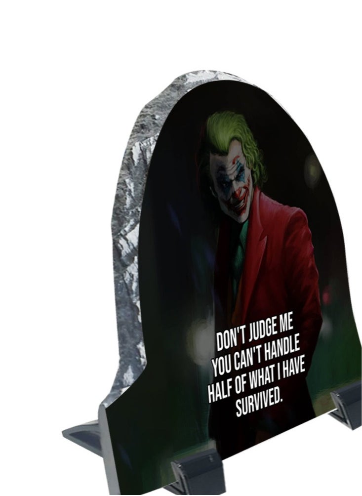 Service Zone - Protective Printed White Rock Shape Marble Photo Frame for Table Top Don’t Judge Me You Cant Handle Half Of What I Have Survived - Image 1