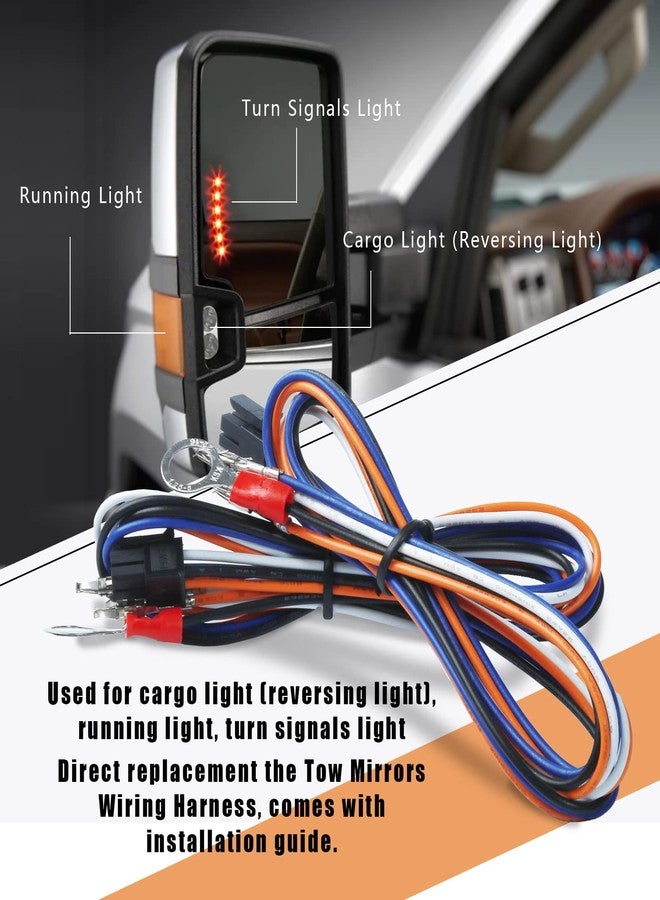 Lisnhlin Tow Mirrors Wiring Harness Compatible with Chevrolet Chevy Silverado GMC Sierra 1500 2500 HD 2014-2018 Cargo Lights Running Lights Turn 2Pcs - Image 4