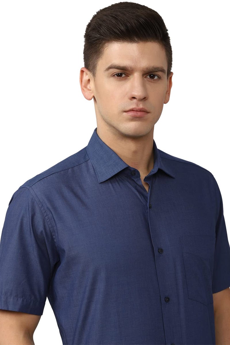 Van Heusen Men Cotton Solid Regular Fit Shirt (VHSHBCUBD44693_Blue 40) - Image 4
