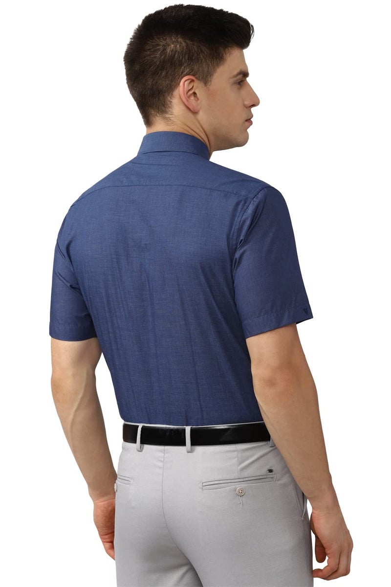 Van Heusen Men Cotton Solid Regular Fit Shirt (VHSHBCUBD44693_Blue 40) - Image 3