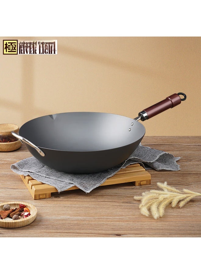 River Light Imported Wok, 36cm Iron Pan, No Coating, Large Diameter, Suitable For Stir-frying, Compatible With Induction And Open Flame Stoves - Image 1