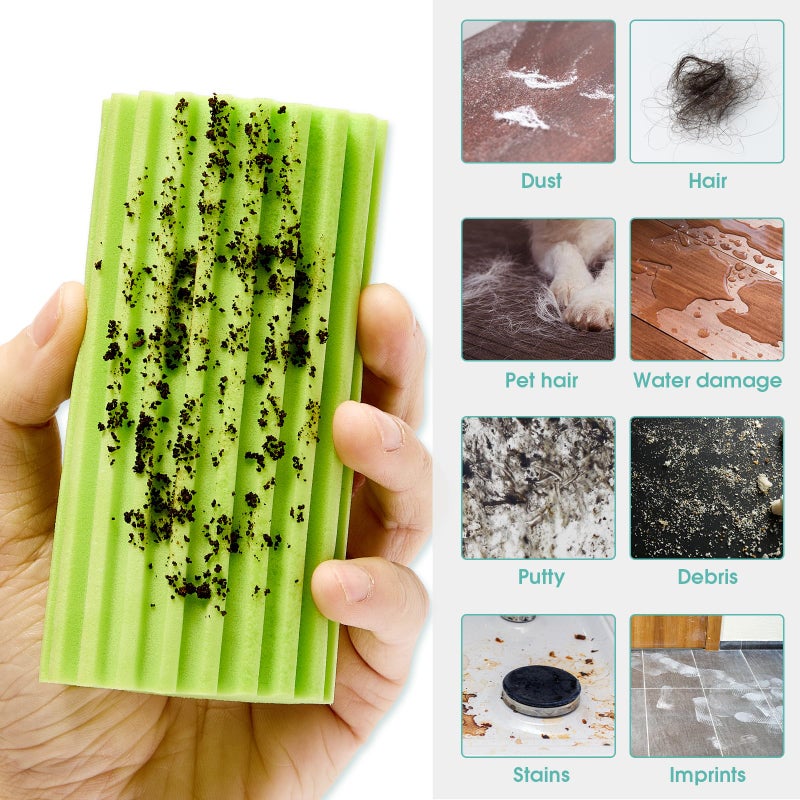 MR. SCRUB 4 Pack Damp Dusting Sponge Duster, Green Dust Cleaning Sponge, Reusable Household Cleaning Sponge Tool for Blinds, floorboards, Fan Blades, Vents, Glass, Railings, Mirrors - Image 3