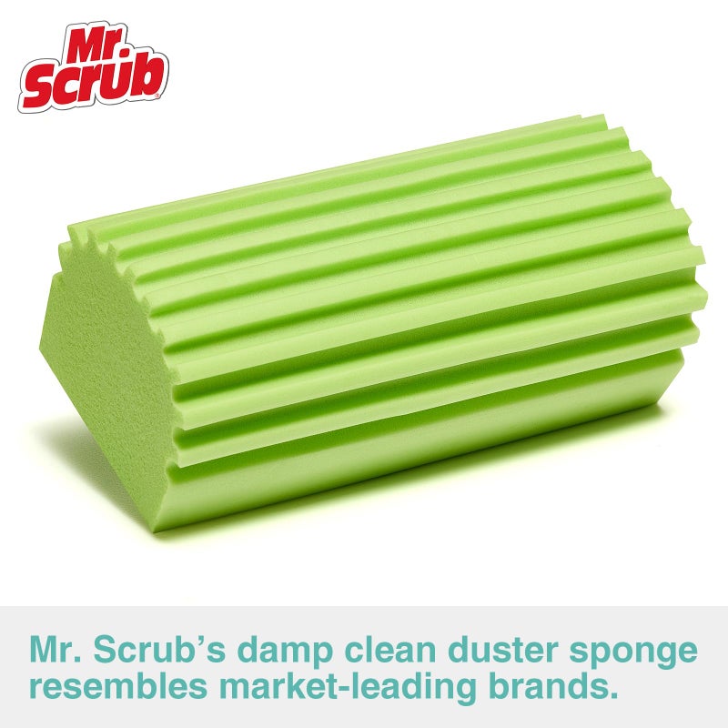 MR. SCRUB 4 Pack Damp Dusting Sponge Duster, Green Dust Cleaning Sponge, Reusable Household Cleaning Sponge Tool for Blinds, floorboards, Fan Blades, Vents, Glass, Railings, Mirrors - Image 2