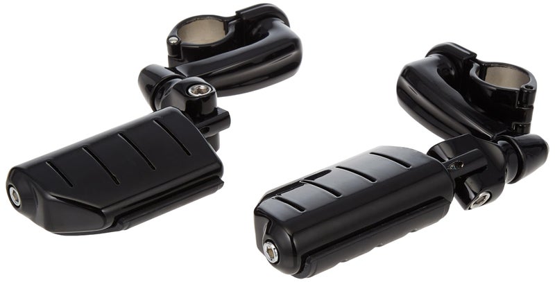 Kuryakyn 7599 Motorcycle Foot Controls Longhorn Offset Trident Dually Highway Pegs with Magnum Quick Clamps for 114 Engine GuardsTubing Gloss Black 1 Pair