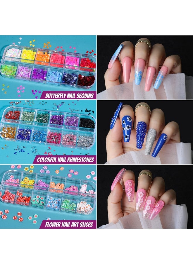 Teenitor Teenitor Acrylic Fake Nails Kit, Press On Nail Supplies with Clear Coffin Nail Tips Nail Stand Nail Art Brushes Dotting Pen Glitter Sequins Sticker Rhinestones Nail Decorations Press On Nails Kit  - Image 4