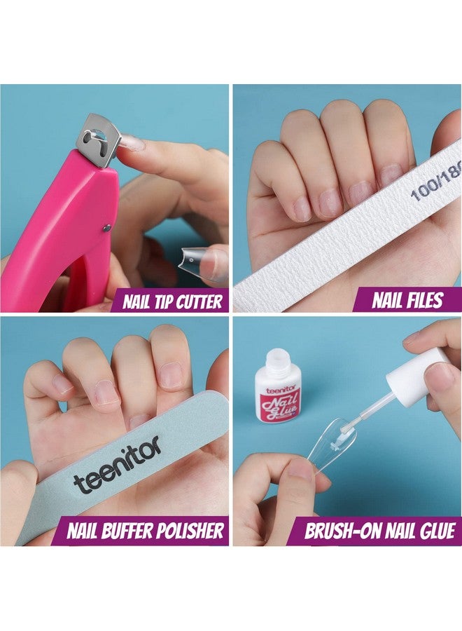 Teenitor Teenitor Acrylic Fake Nails Kit, Press On Nail Supplies with Clear Coffin Nail Tips Nail Stand Nail Art Brushes Dotting Pen Glitter Sequins Sticker Rhinestones Nail Decorations Press On Nails Kit  - Image 5