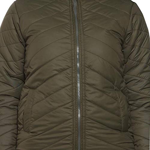 Campus Sutra Women's Olive Green Puffer Regular Fit Bomber Jacket for Winter Wear | Standing Collar | Full Sleeve | Zipper | Casual Jacket for Woman & Girl | Western Stylish Jacket for Women - Image 5