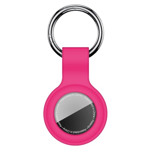 Linsaner Case for AirTag 2nd Gen (2026) & 1st Gen, Silicone Holder Keychain Key Ring, Protective Cover for Apple for Air Tags, GPS Finder Accessories for Bags, Pets, Kids, Luggage, Hot Pink - Image 1