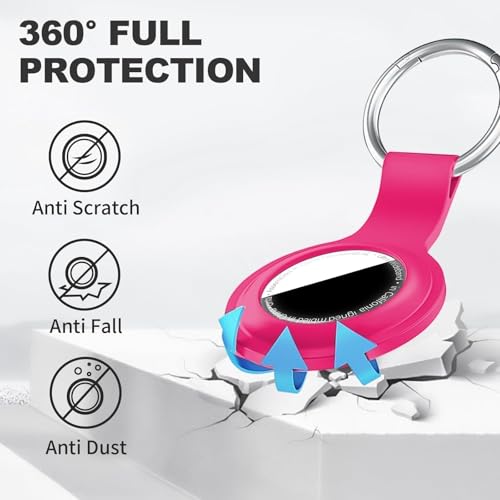 Linsaner Case for AirTag 2nd Gen (2026) & 1st Gen, Silicone Holder Keychain Key Ring, Protective Cover for Apple for Air Tags, GPS Finder Accessories for Bags, Pets, Kids, Luggage, Hot Pink - Image 2
