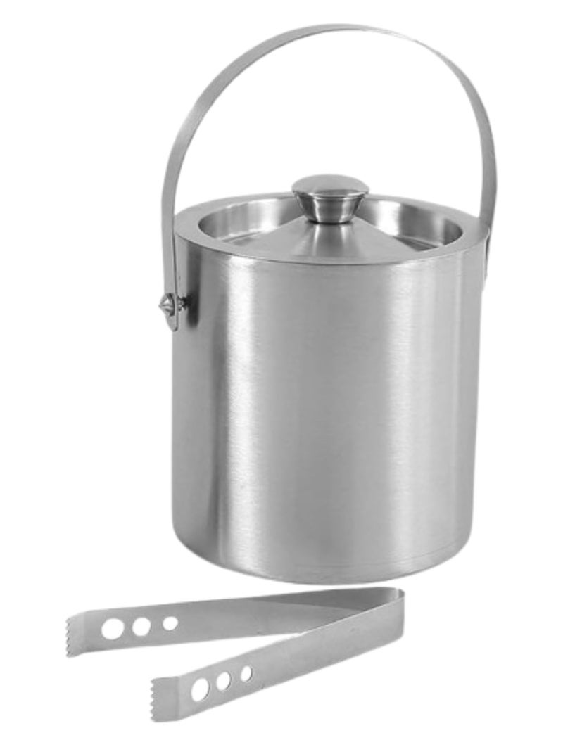FINALITY Double Walled Stainless Steel Ice Bucket with Lid and Ice Tong [ 1 Liter ] Keeps Ice Cold for 6 h - Image 1