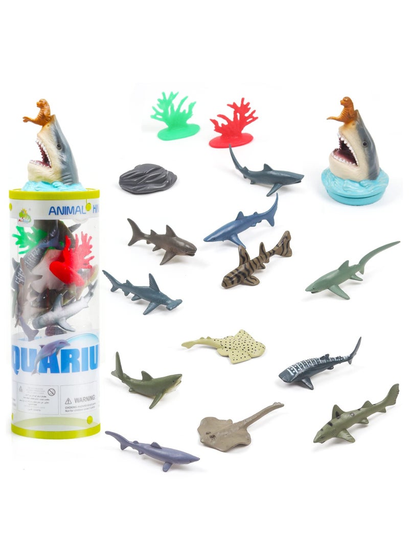 Excefore Toys Ocean Sea Animal, Mini Ocean Sea Animals Figure Creatures in Tube 15 pcs Set | Realistic Tiny Little Animals for Sensory Bin, Birthday Party Favor, Toddler 3-5 (Ocean Sea Animals)  - Image 1