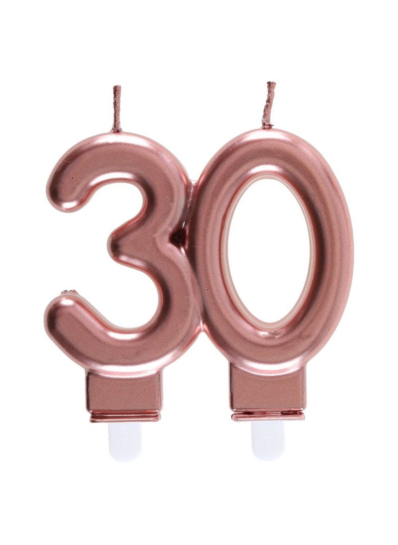 شمعة كعكة عيد ميلاد ذهبية وردية اللون 8 سم