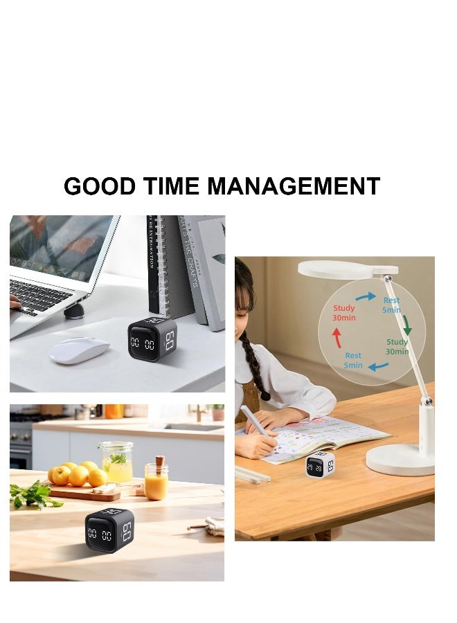 Upgraded Rechargeable 500mAh Cube Pomodoro Timer, Productivity Timer, Timer for Kids, Kitchen Timer, Digital Timer for Cooking, Desk Timers for Classroom, Teacher, Toothbrush, Exercise, Oven, Baking - Image 2