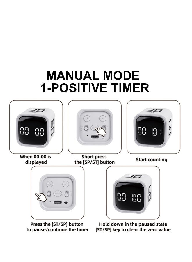 Upgraded Rechargeable 500mAh Cube Pomodoro Timer, Productivity Timer, Timer for Kids, Kitchen Timer, Digital Timer for Cooking, Desk Timers for Classroom, Teacher, Toothbrush, Exercise, Oven, Baking - Image 5