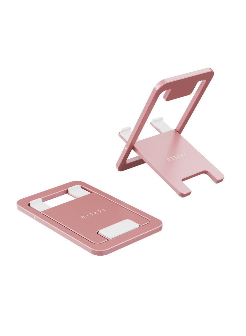 LEVELO Airlift Aluminum Foldable Phone Stand / Durable & Secure / Lightweight and Portable Phone Holder - Pink  - Image 2