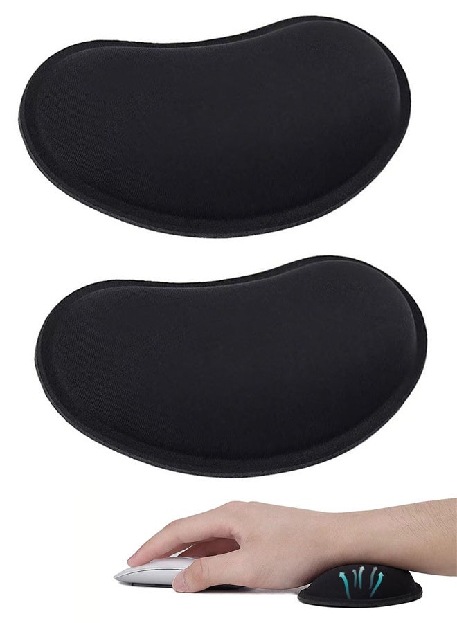 2 Pack Ergonomic Mouse Wrist Rest, Memory Foam Wrist Cushion Support Pad with Non-Slip Base, for Typing Pain Relief, Office, Home, Gaming & Computer Use, Black - Image 1