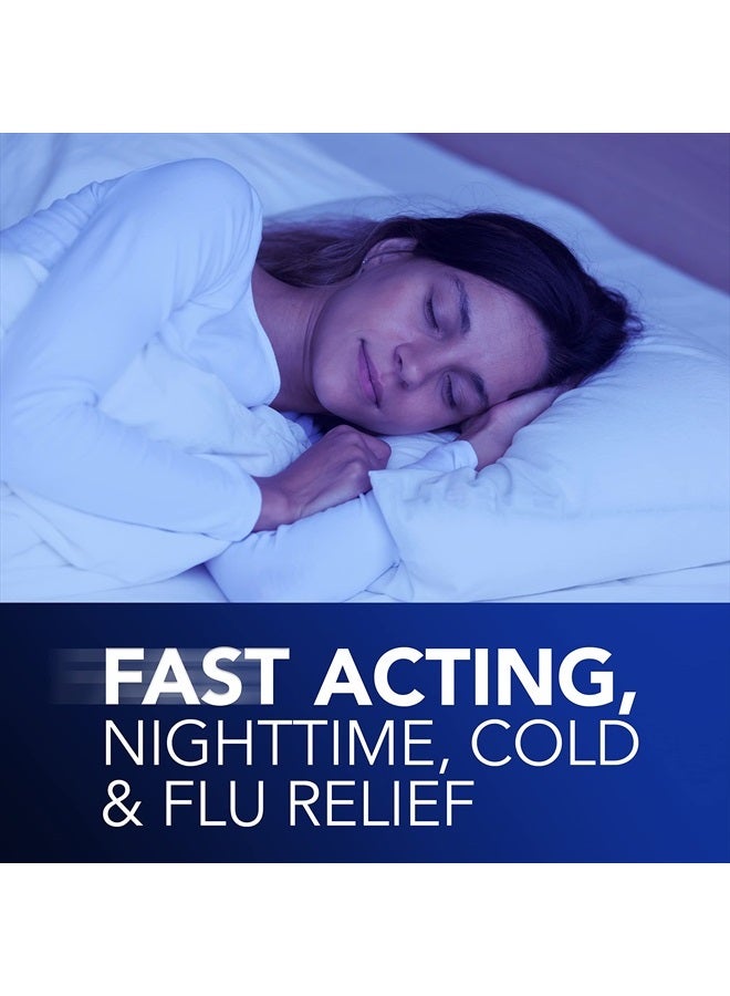 Vicks NyQuil Cold and Flu Relief Liquid Medicine, Powerful Multi-Symptom Nighttime Relief for Headache, Fever, Sore Throat, Minor Aches and Pains, Sneezing, Runny Nose, and Cough, 48 Liquicaps - Image 4