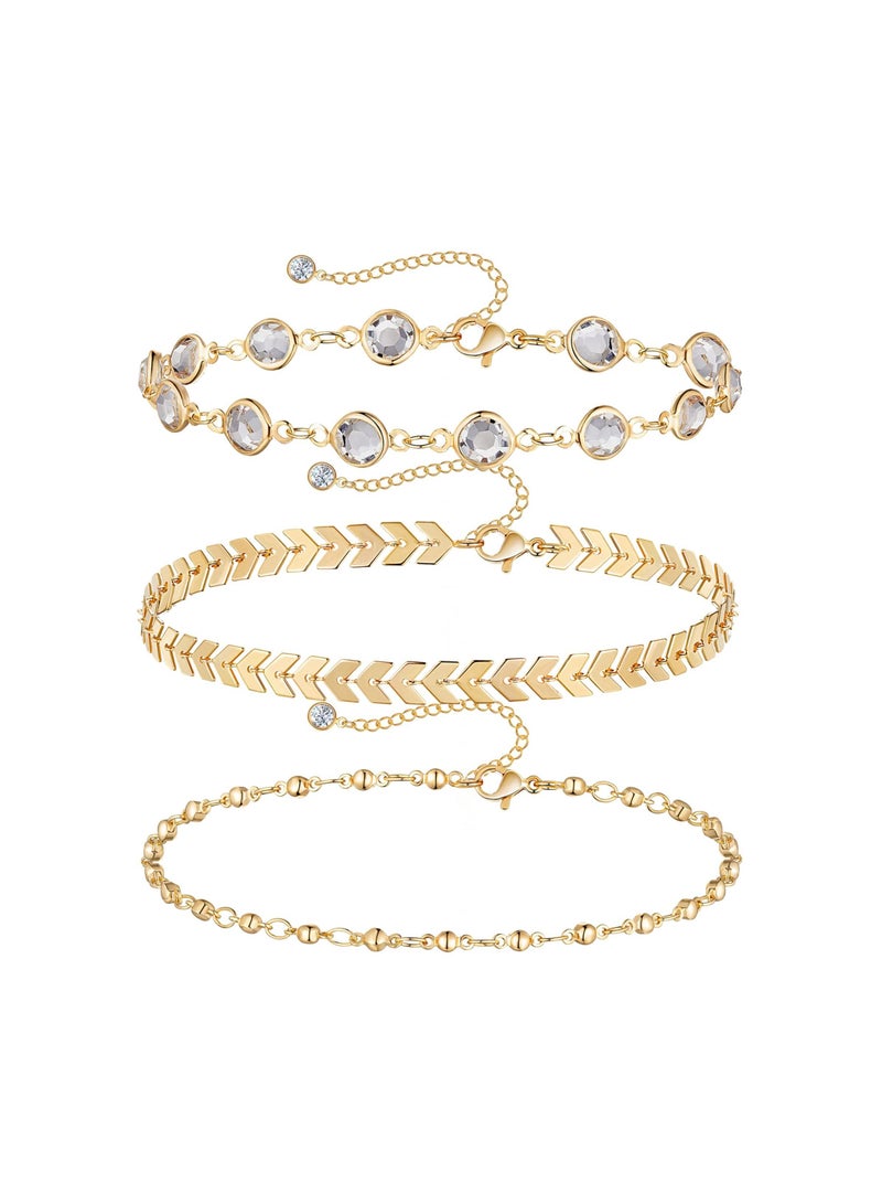 KASTWAVE Cuban Chain Anklet 14K Gold Ankle Bracelets Stainless Steel Anklet Ankle Bracelets Adjustable Gold Plated Ankle Bracelets for Summer Sandals Barefoot Jewellery - Image 1