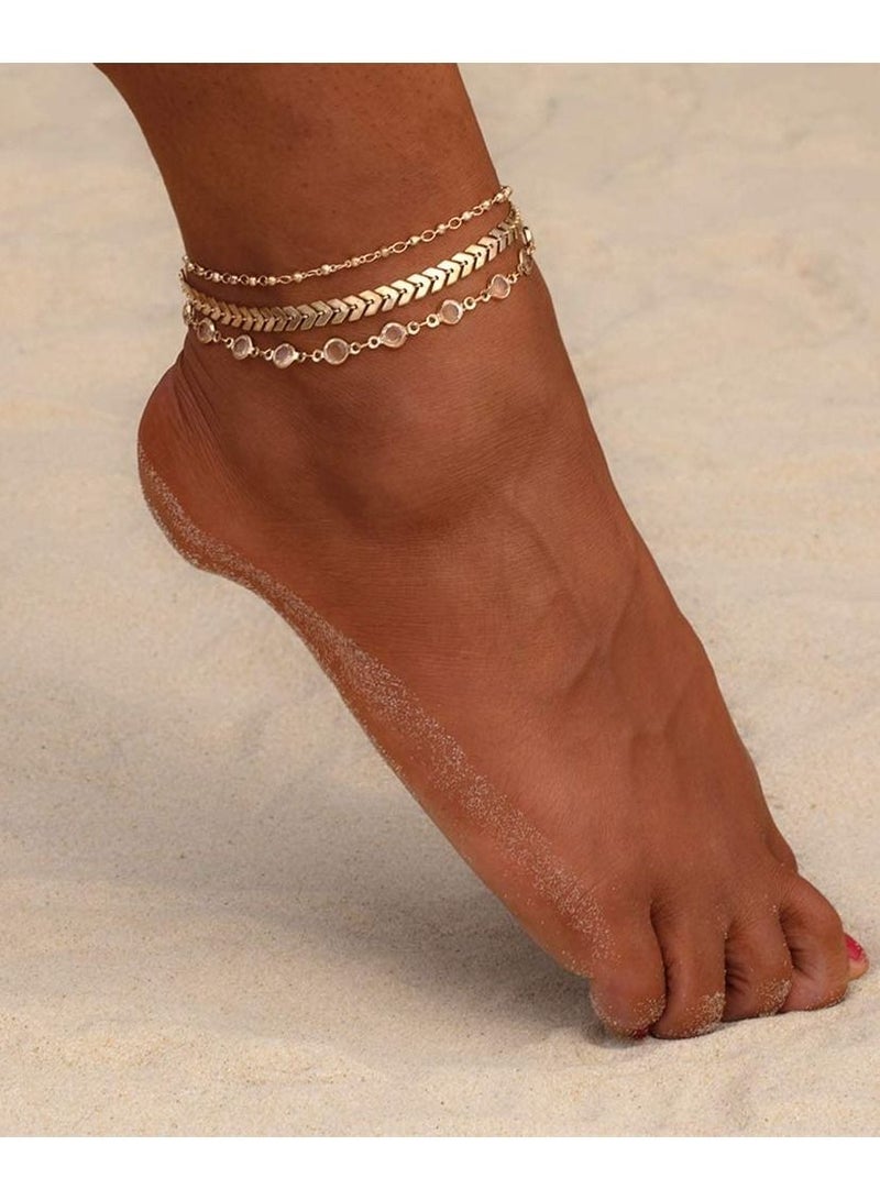 KASTWAVE Cuban Chain Anklet 14K Gold Ankle Bracelets Stainless Steel Anklet Ankle Bracelets Adjustable Gold Plated Ankle Bracelets for Summer Sandals Barefoot Jewellery - Image 4