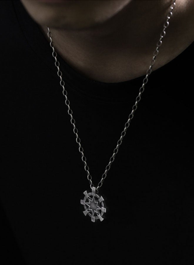 نيوترل دفة - إتقان اتجاه الحياة قلادة مجوهرات رجالية شخصية متعددة الاستخدامات أسلوب عصري الهيب هوب الشارع الرجعية الأوروبية والأمريكية العصرية الرجال والنساء سلسلة مفاتيح السيارة إكسسوارات شخصية قلادة (فضة ريترو) - Image 5